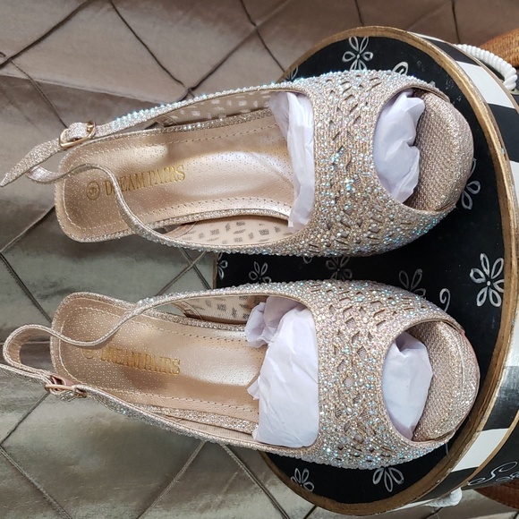 NWT- Dream Pairs Crystal Embellished Slingback Peeptoe - Picture 8 of 10